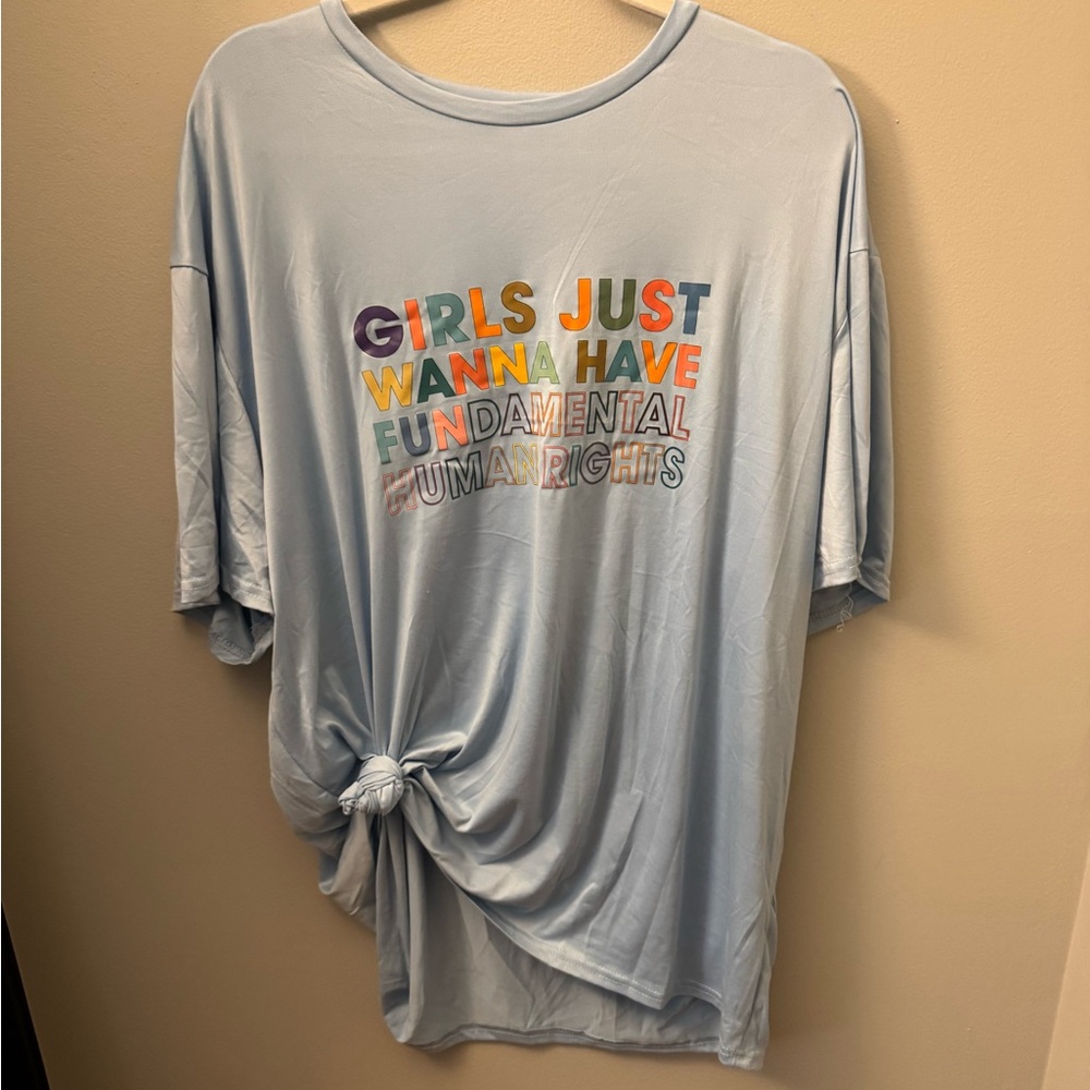 Graphic Tee with Colorful Text